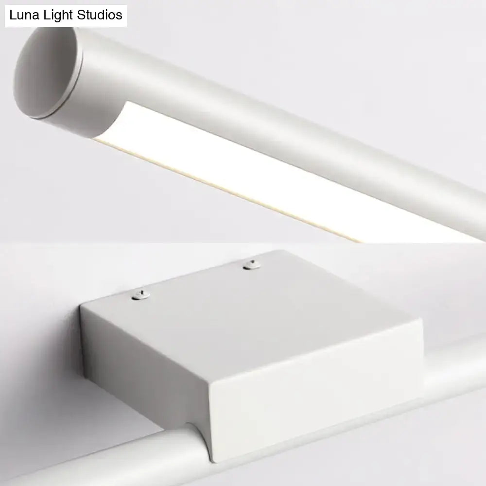 Modern white led vanity lamp with acrylic shade wall-mounted featuring warm white light and sleek cylindrical design