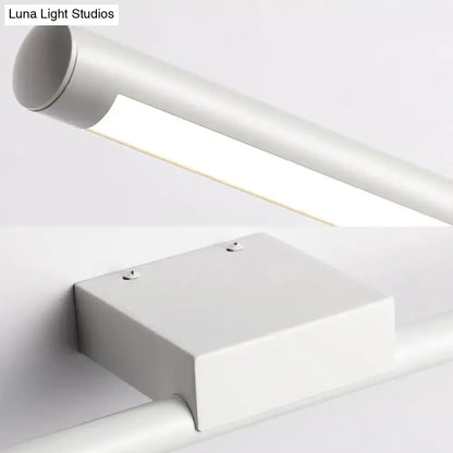 Modern white led vanity lamp with acrylic shade wall-mounted featuring warm white light and sleek cylindrical design