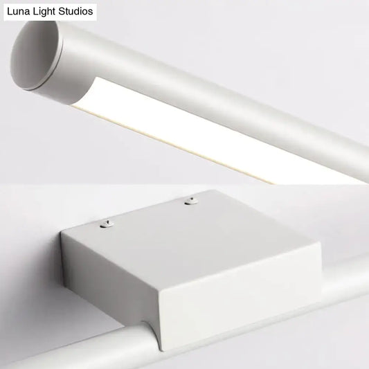 Modern white led vanity lamp with acrylic shade wall-mounted featuring warm white light and sleek cylindrical design