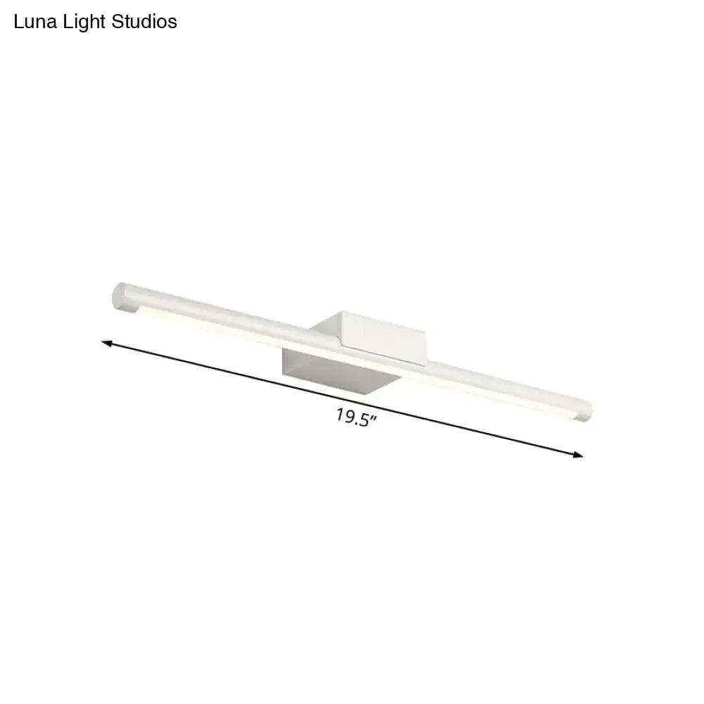 Modern white led vanity lamp with acrylic shade featuring warm white light and a sleek rectangular mounting base
