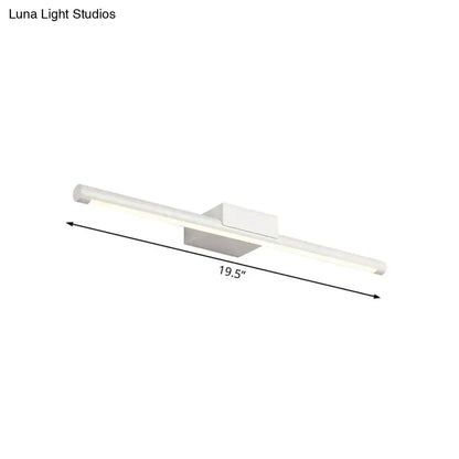 Modern white led vanity lamp with acrylic shade featuring warm white light and a sleek rectangular mounting base