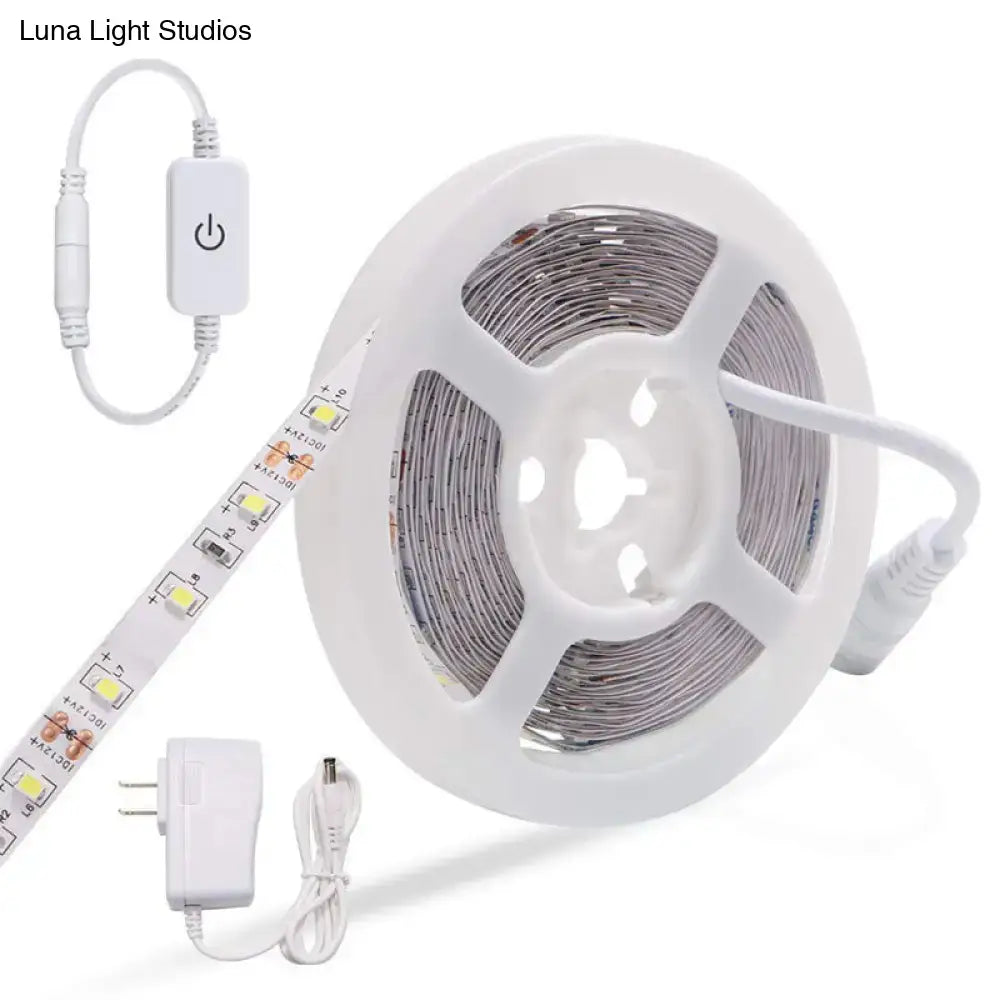Modern white led vanity strip wall light with power adapter and remote control for bathroom mirror lighting