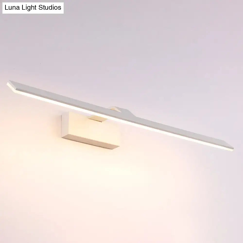 Modern white led wall mount light with rectangular acrylic lamp and sleek minimalist design for bathroom use