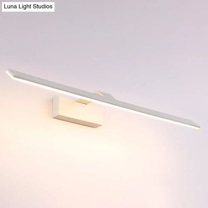 Modern white led wall mount light with rectangular acrylic lamp and sleek minimalist design for bathroom use