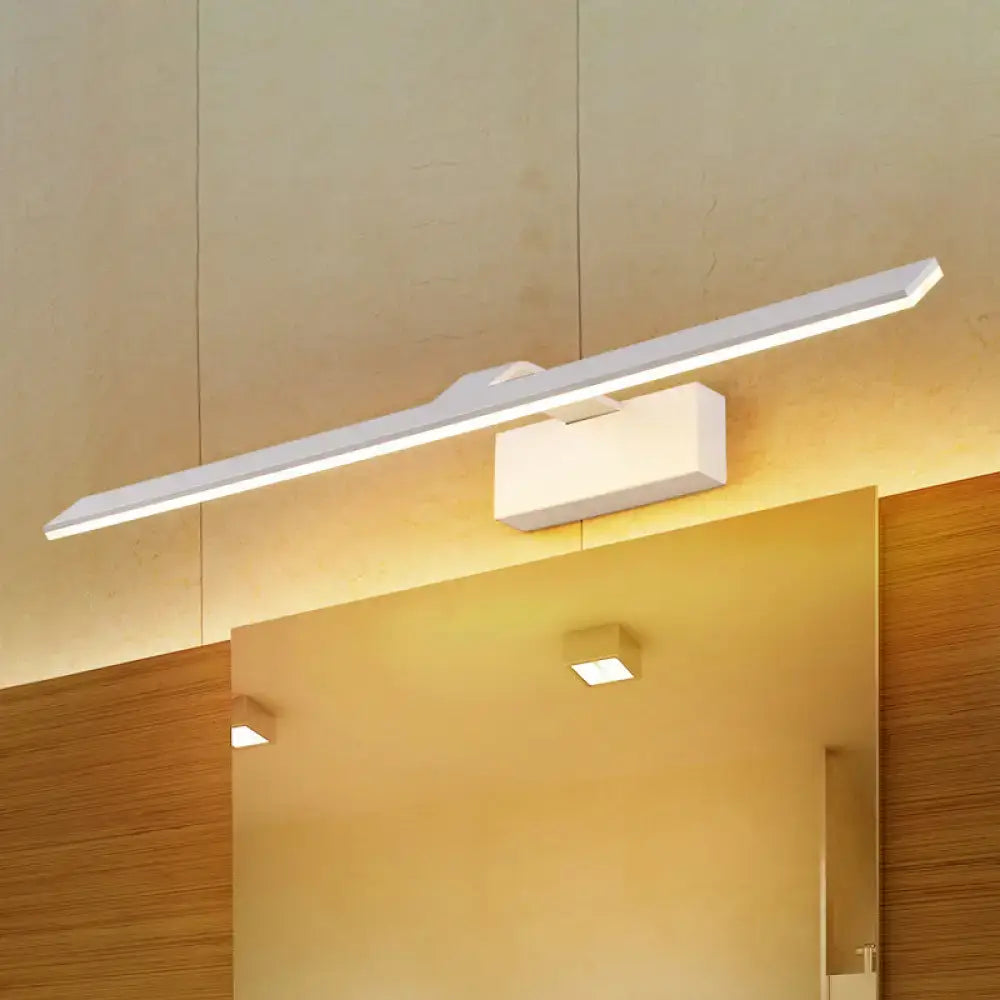 Modern white led wall mount light with rectangular acrylic design and warm illumination for bathroom vanity use