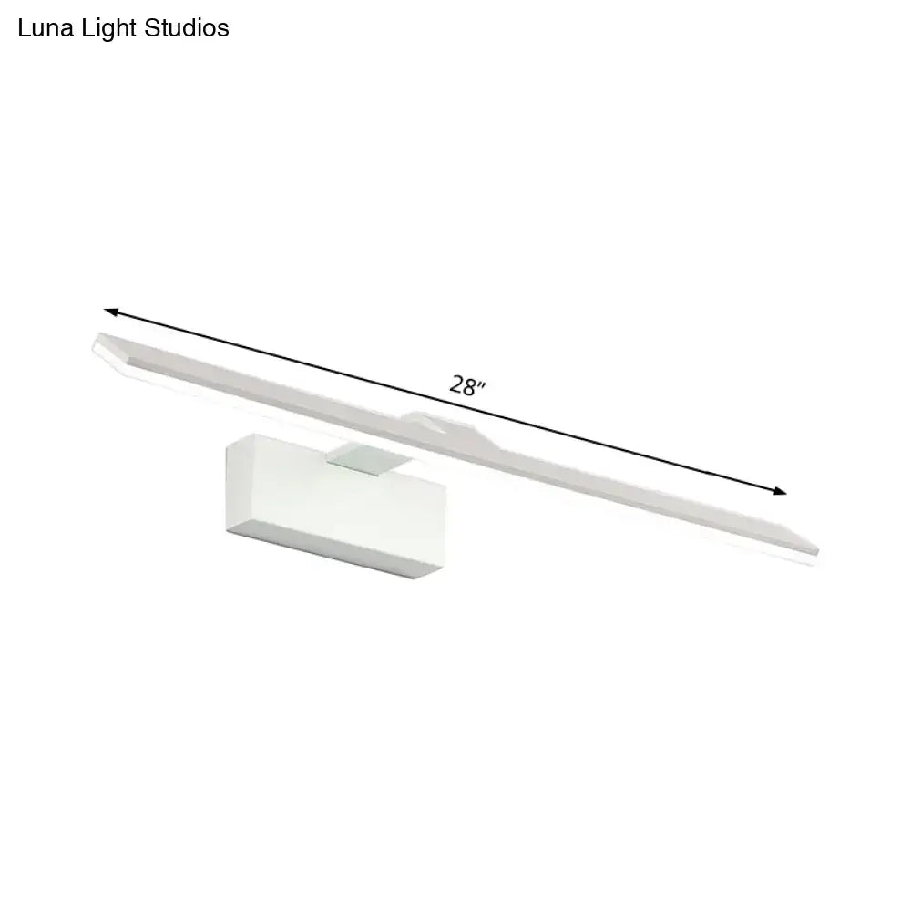 A sleek modern 28-inch white led wall mount light with a minimalist rectangular acrylic design and matte finish