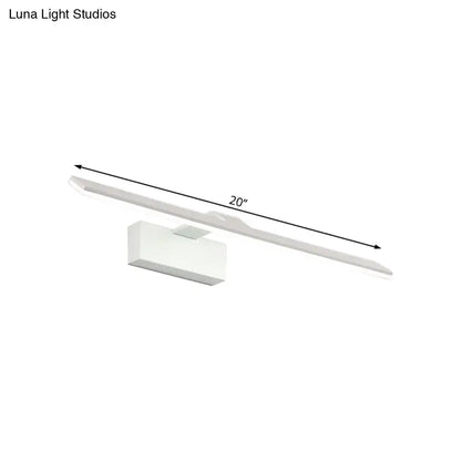 Modern white led wall mount light featuring a 20-inch sleek rectangular acrylic design ideal for bathroom use