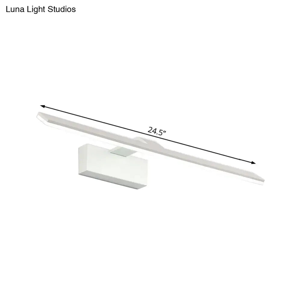 Modern white led wall mount light with sleek rectangular acrylic design 24.5 inch length for bathroom use