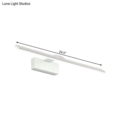Modern white led wall mount light with sleek rectangular acrylic design 24.5 inch length for bathroom use