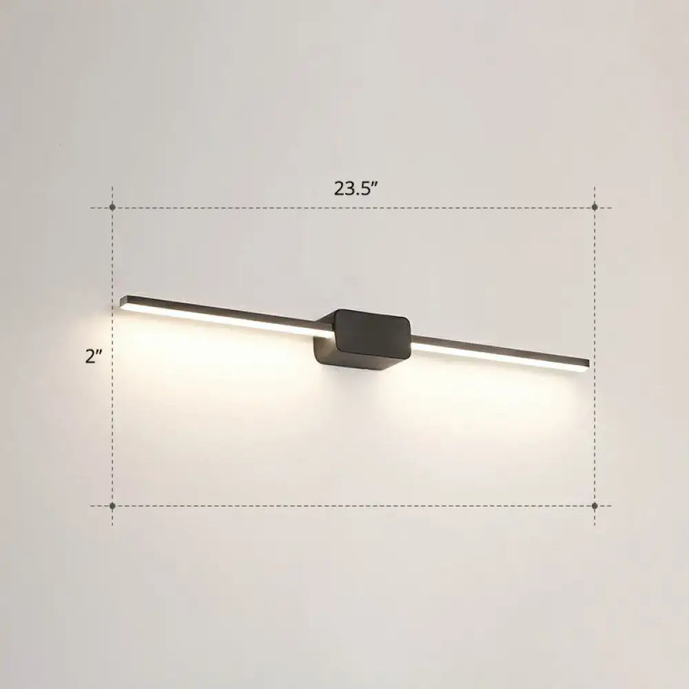 Modern white led wall mounted bathroom vanity lamp with sleek black rectangular design and bright integrated led bar lighting