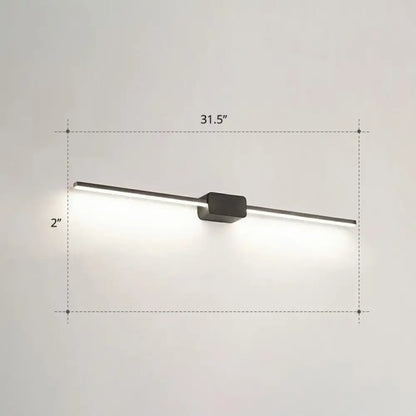 Modern black matte led wall mounted bathroom vanity light fixture with sleek rectangular design and 31.5 inch length