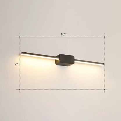 Modern black matte led wall mounted bathroom vanity lamp with sleek rectangular design and 16-inch length