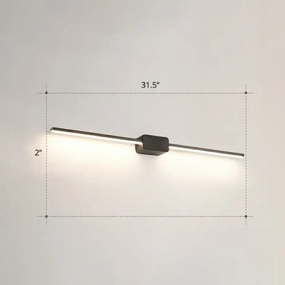 Modern black minimalist led wall mounted bathroom vanity lamp with sleek rectangular design and soft white illumination