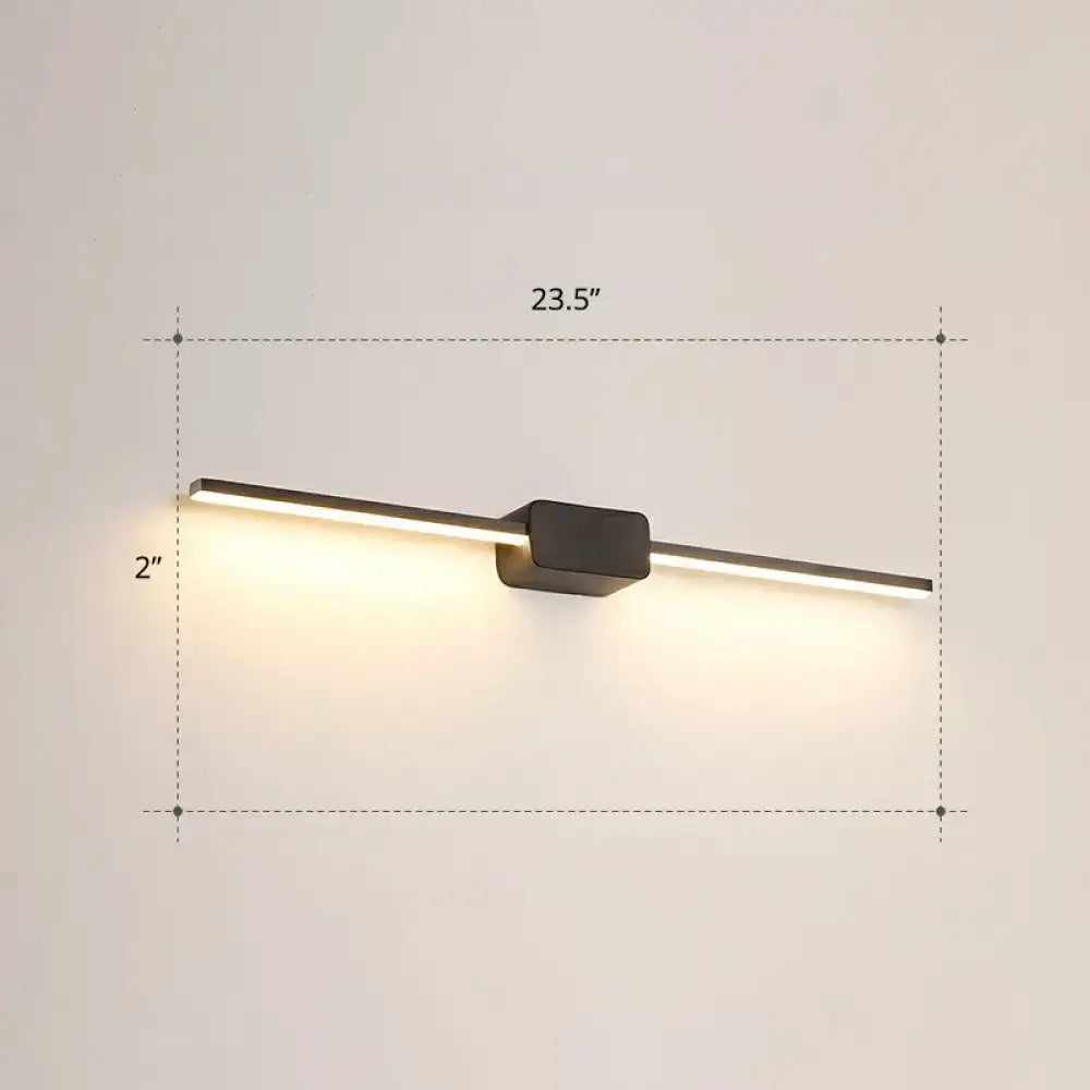 Modern white led wall mounted bathroom vanity lamp with black minimalist rectangular design and warm led lighting