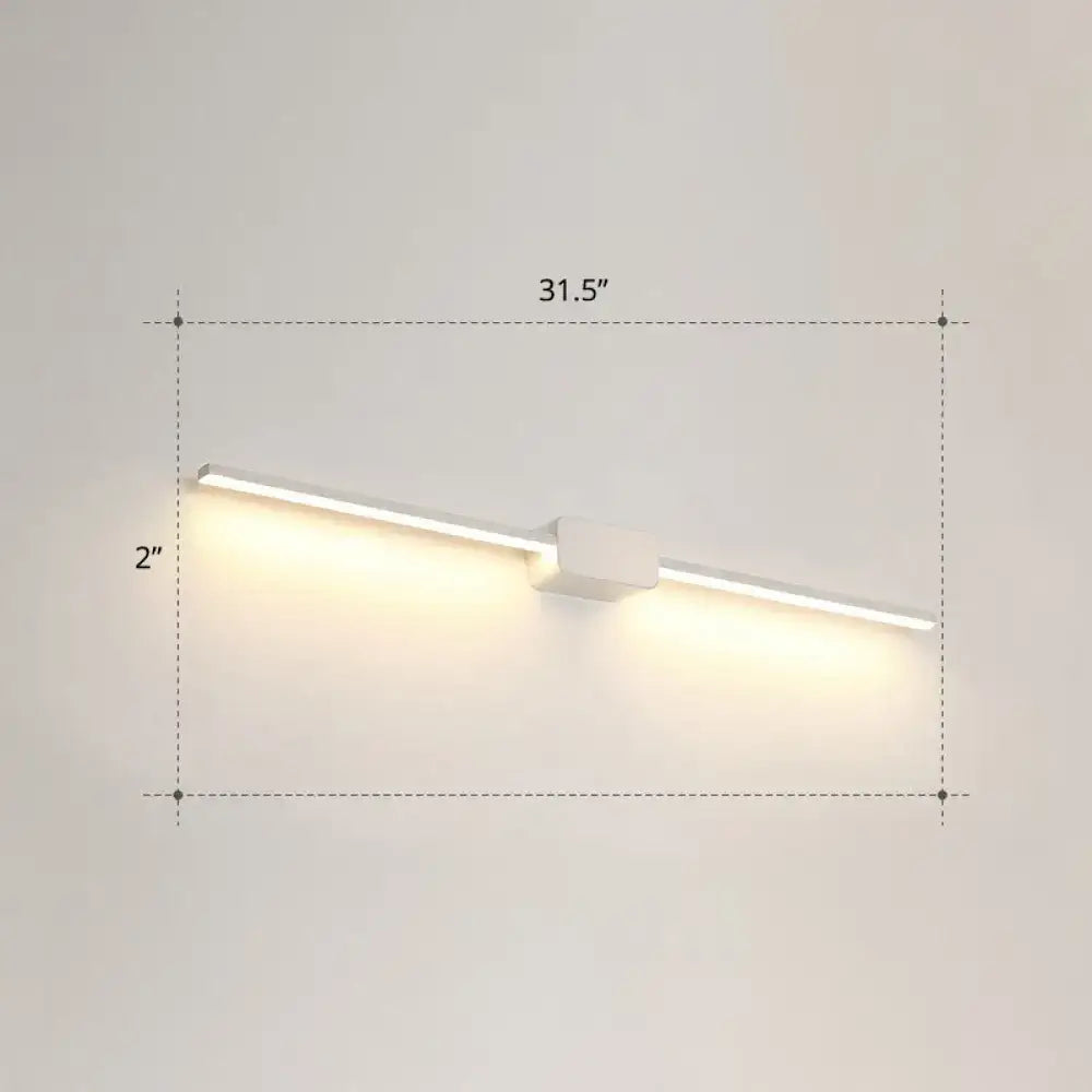 Modern white led wall mounted bathroom vanity lamp with a minimalist rectangular design and warm ambient lighting