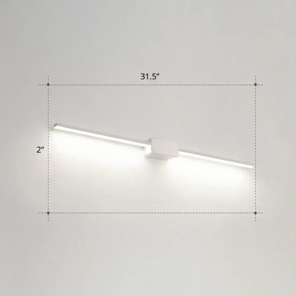 Modern white led wall mounted bathroom vanity lamp with sleek rectangular design and integrated led wall light strip
