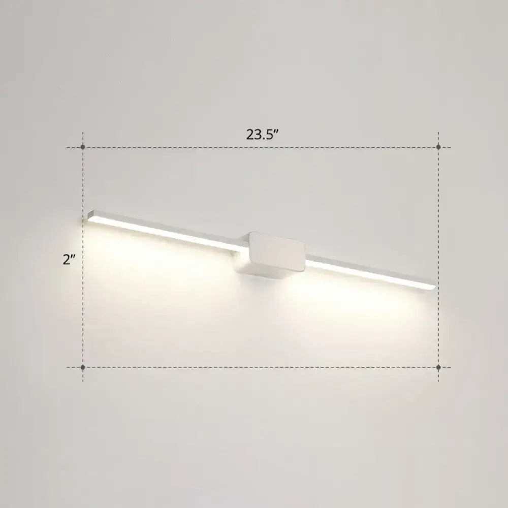 Minimalist white led wall mounted bathroom vanity lamp with sleek rectangular design and integrated light strip