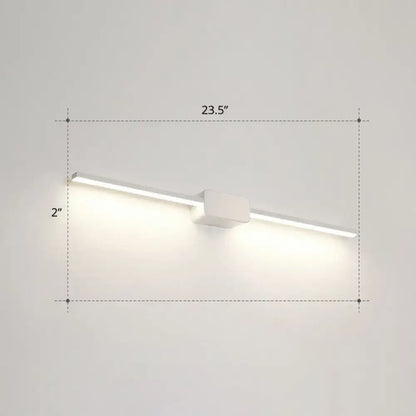 Minimalist white led wall mounted bathroom vanity lamp with sleek rectangular design and integrated light strip