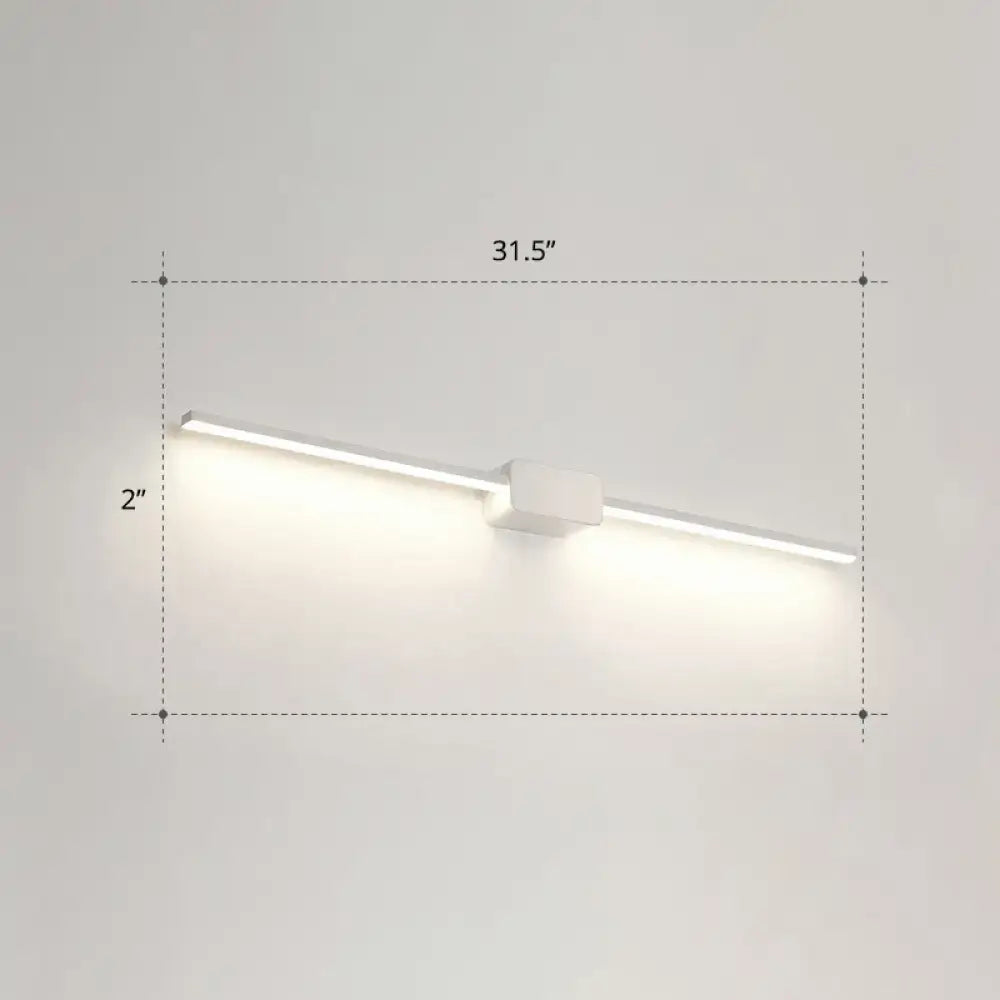 Minimalist modern white led wall mounted bathroom vanity lamp with sleek rectangular design and integrated light bar