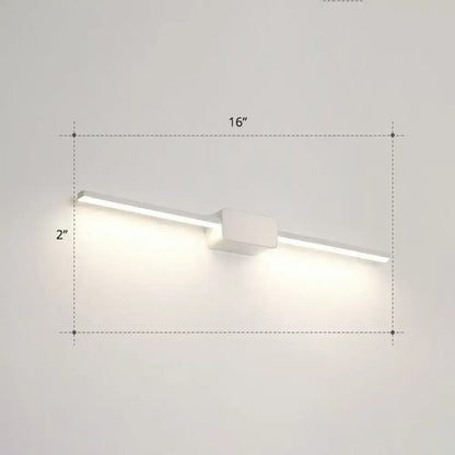 Minimalist white led wall mounted bathroom vanity lamp with sleek rectangular design and 16-inch length
