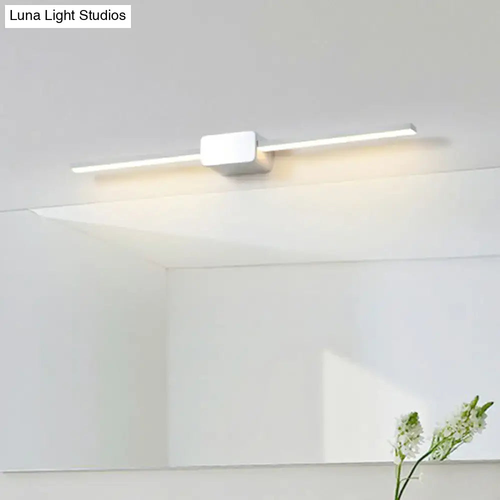 Modern white led wall mounted bathroom vanity lamp with sleek rectangular design and minimalist led wall fixture
