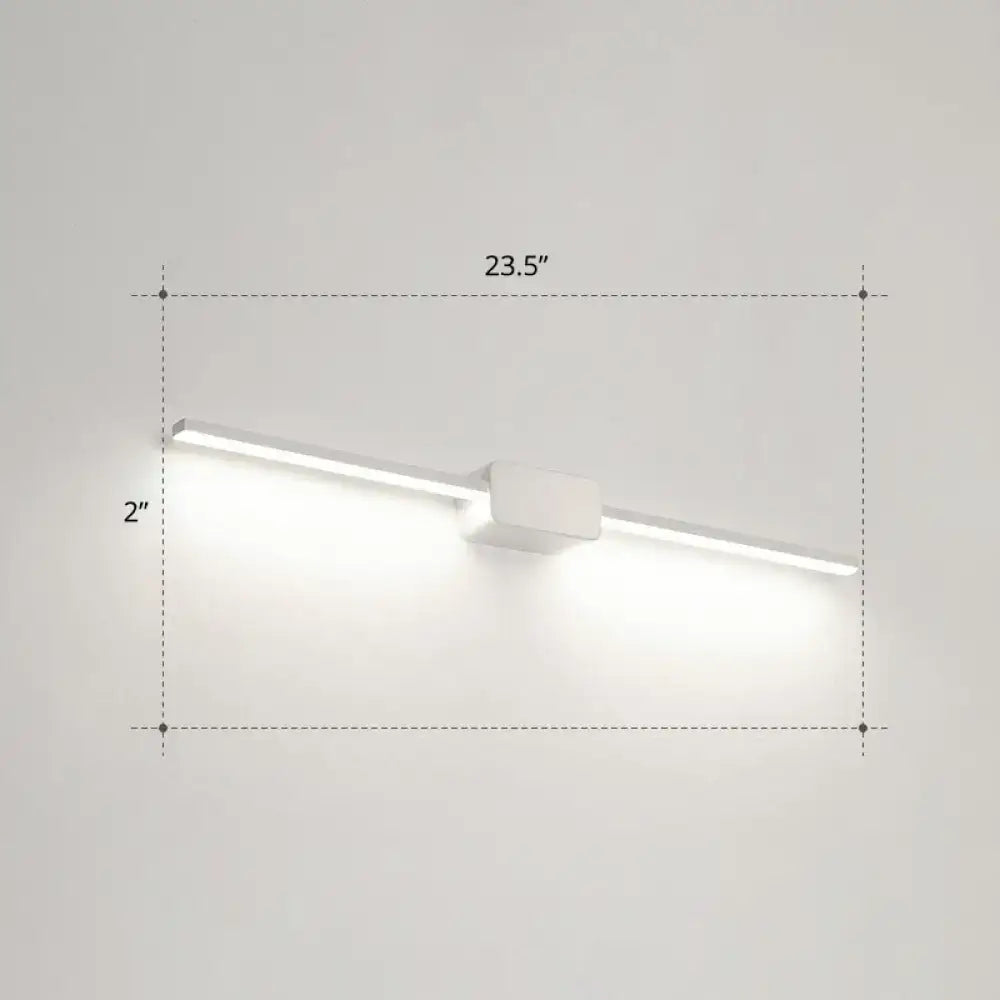 Modern white led wall mounted bathroom vanity lamp with a sleek rectangular design and integrated light strip