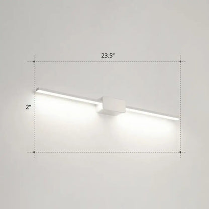 Modern white led wall mounted bathroom vanity lamp with a sleek rectangular design and integrated light strip