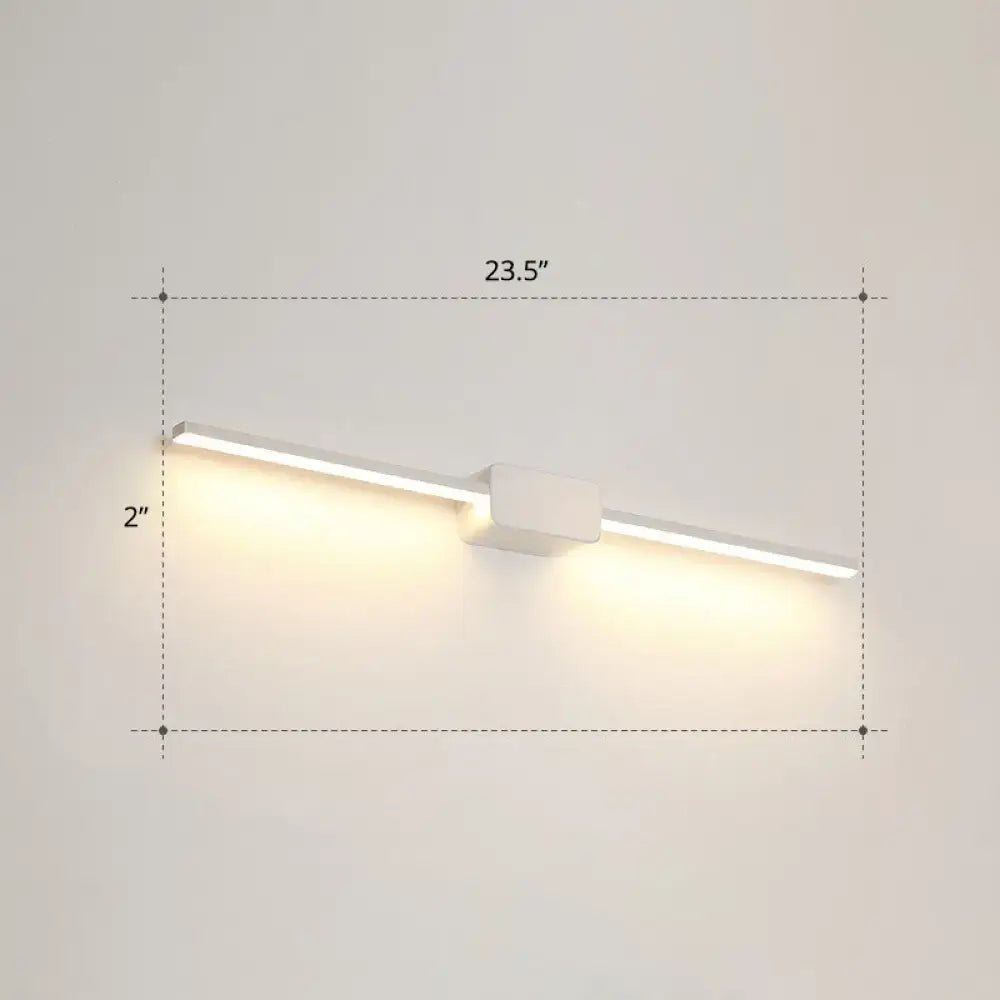 Modern white led wall mounted bathroom vanity lamp with sleek rectangular design and warm light output