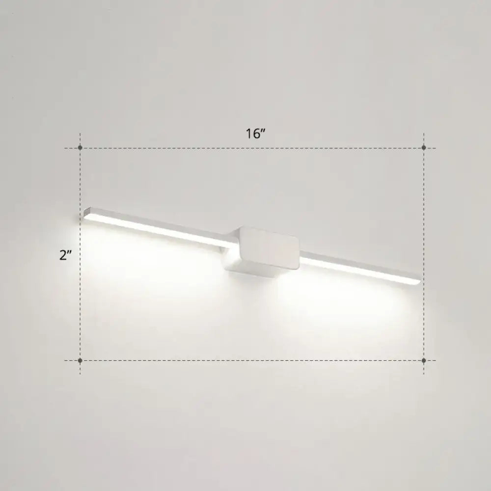 Modern white led wall mounted bathroom vanity lamp with sleek rectangular design and 16-inch length for led wall use