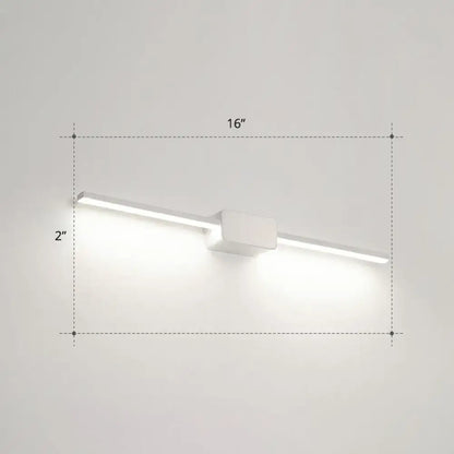Modern white led wall mounted bathroom vanity lamp with sleek rectangular design and 16-inch length for led wall use