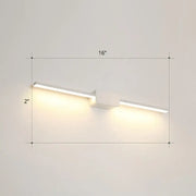 Modern white led wall mounted bathroom vanity lamp with a sleek rectangular design and 16 inch length wall sconce