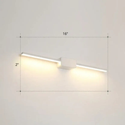 Modern white led wall mounted bathroom vanity lamp with a sleek rectangular design and 16 inch length wall sconce