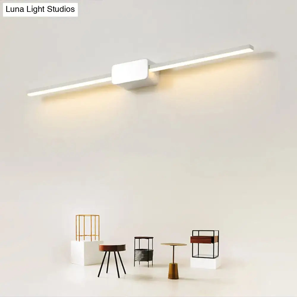 Modern white led wall mounted bathroom vanity lamp with sleek rectangular design and warm ambient lighting