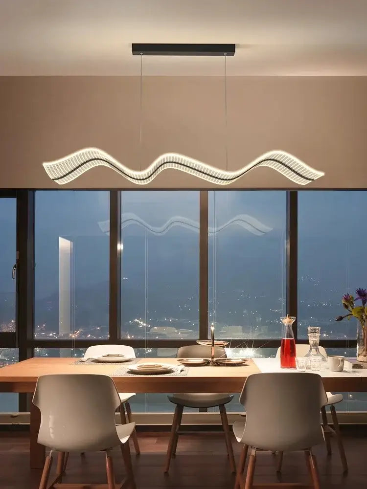 Modern white led wave pendant light with sleek wavy design and glowing illumination for living room decorbites pendant light