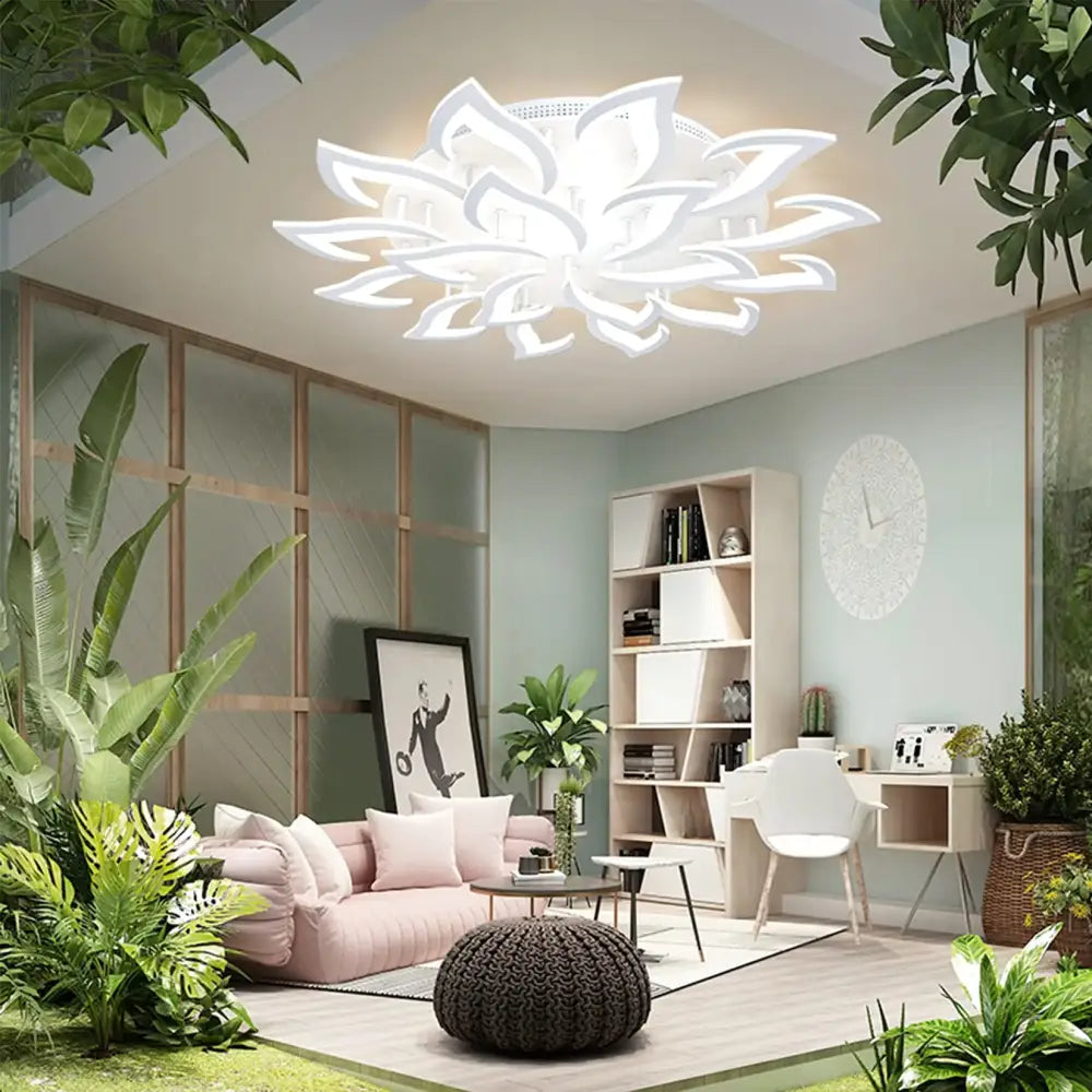 Modern white lotus flower ceiling light chandelier with floral design for living room ceiling light chandelier use