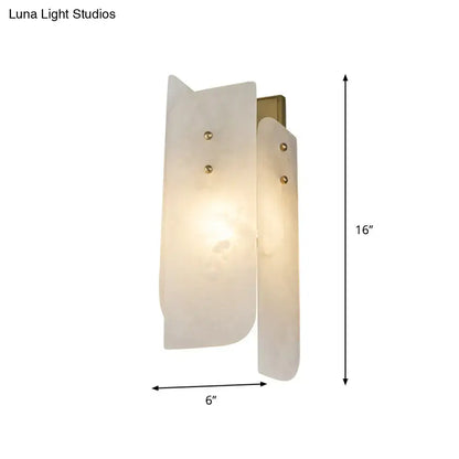Modern corner wall lamp with frosted white glass panels and gold accents for 110v-120v or 220v-240v use