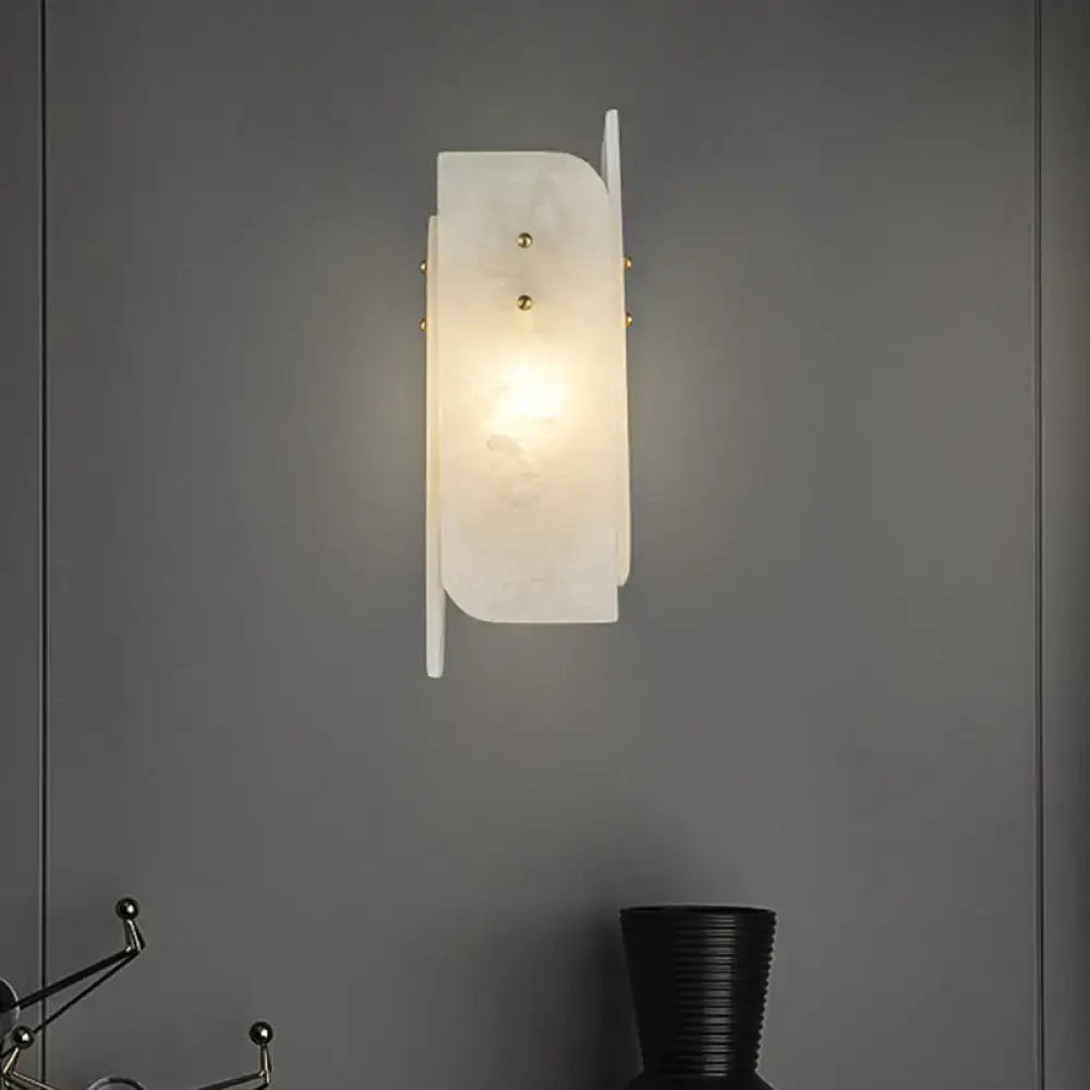 Modern white marble corner wall lamp with gold accents 110v-120v translucent shade for bedroom lighting
