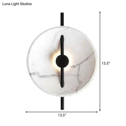 Modern white marble led wall sconce with black metal accents bulb included fixture type suitable for bedroom lighting