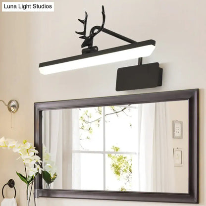 Modern white metal antler vanity wall lamp with black deer-head mounted led vanity wall lamp fixture for bathroom use