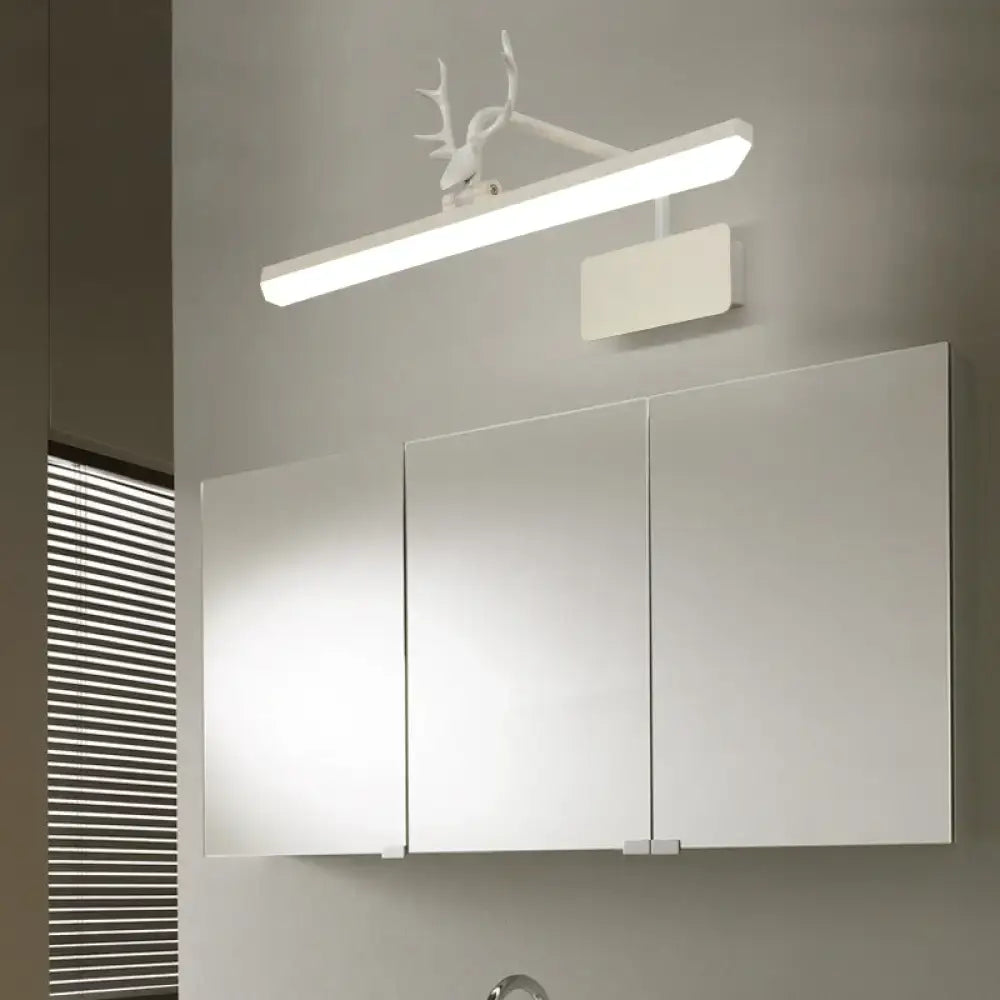 Modern white metal vanity wall lamp with led light and decorative deer antler design for bathroom use