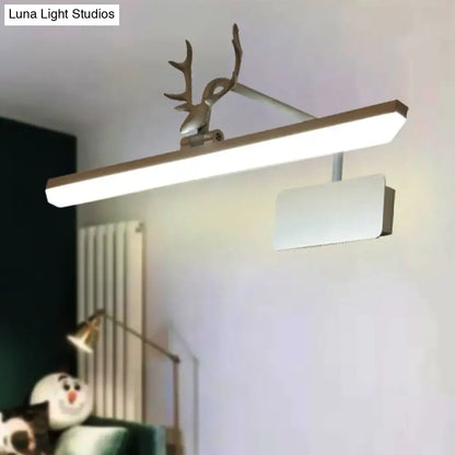 Modern white metal antler vanity wall lamp with sleek rectangular LED panel for bathroom vanity wall lighting