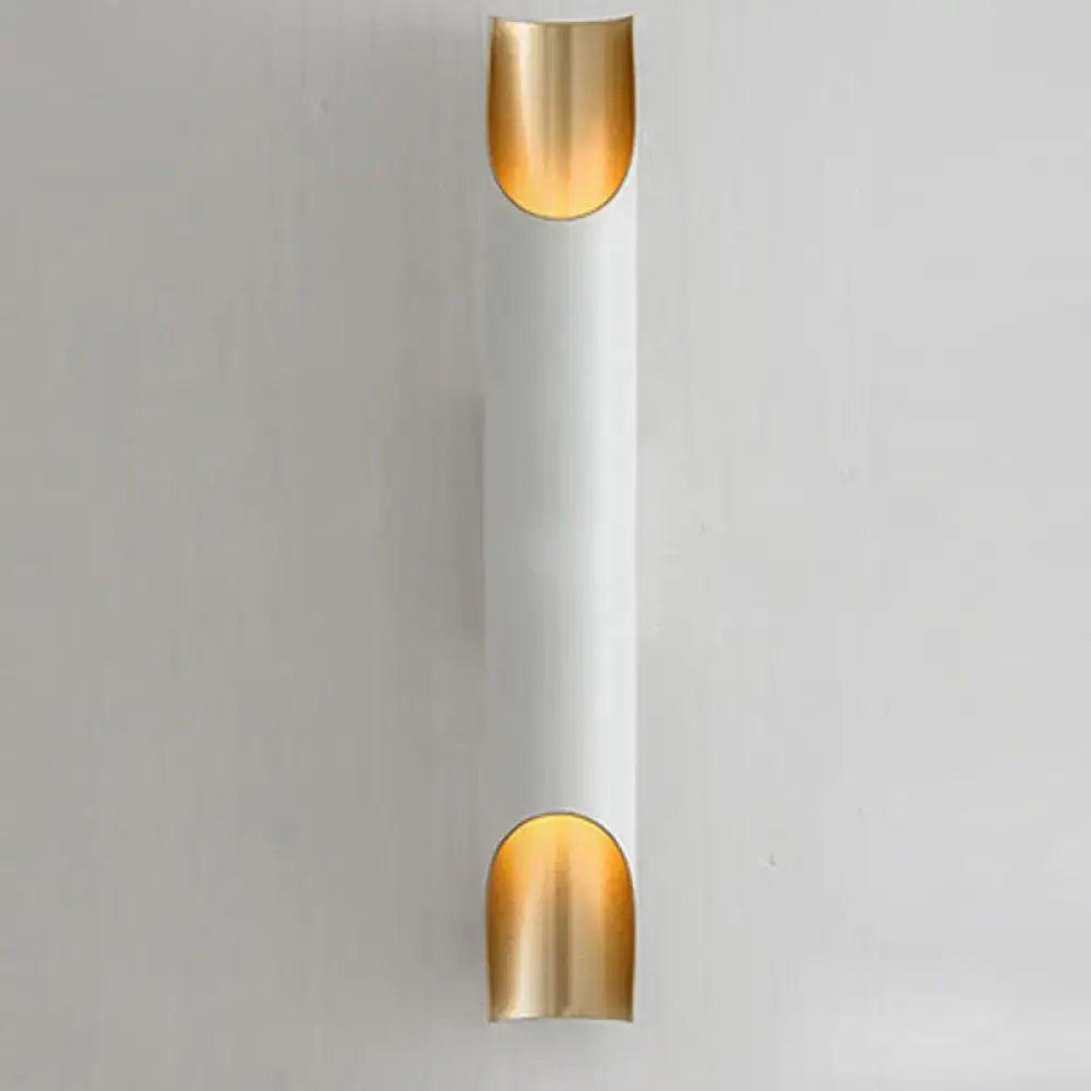Modern white metal fixture wall sconce with gold accents 110v-120v 220v-240v sleek cylindrical design
