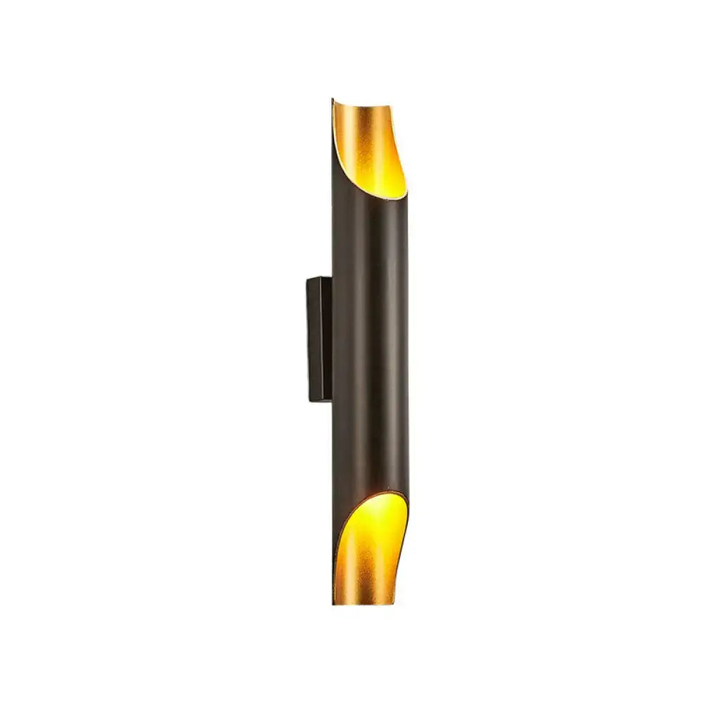 Modern white metal fixture wall sconce with black cylindrical body and gold accents for living room 110v-120v 220v-240v