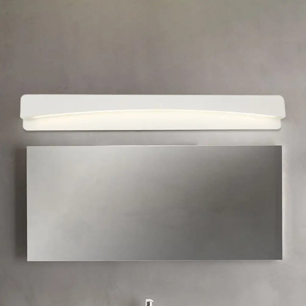 Modern white metal shade led wall sconce bathroom light with sleek 220v-240v design mounted above stainless steel mirror