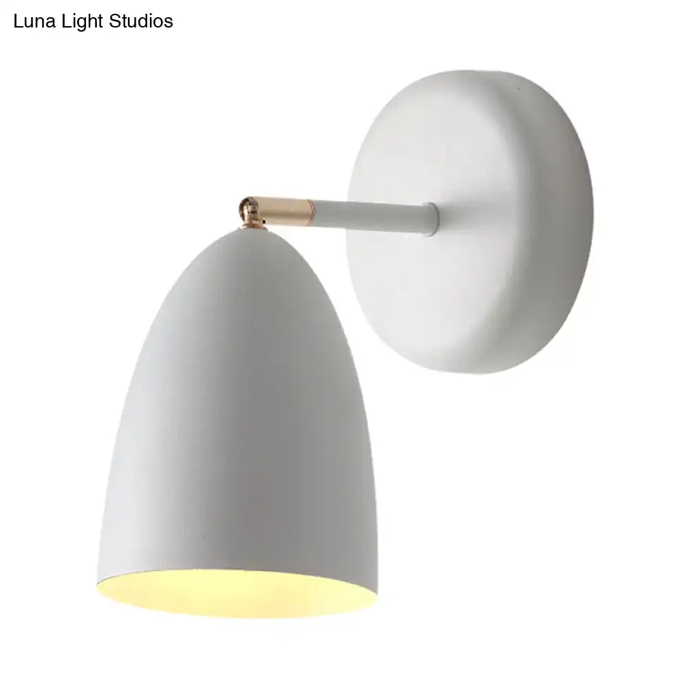 Modern white metal shade wall lighting with white flare finish and gold accent joint for bedroom reading lamp