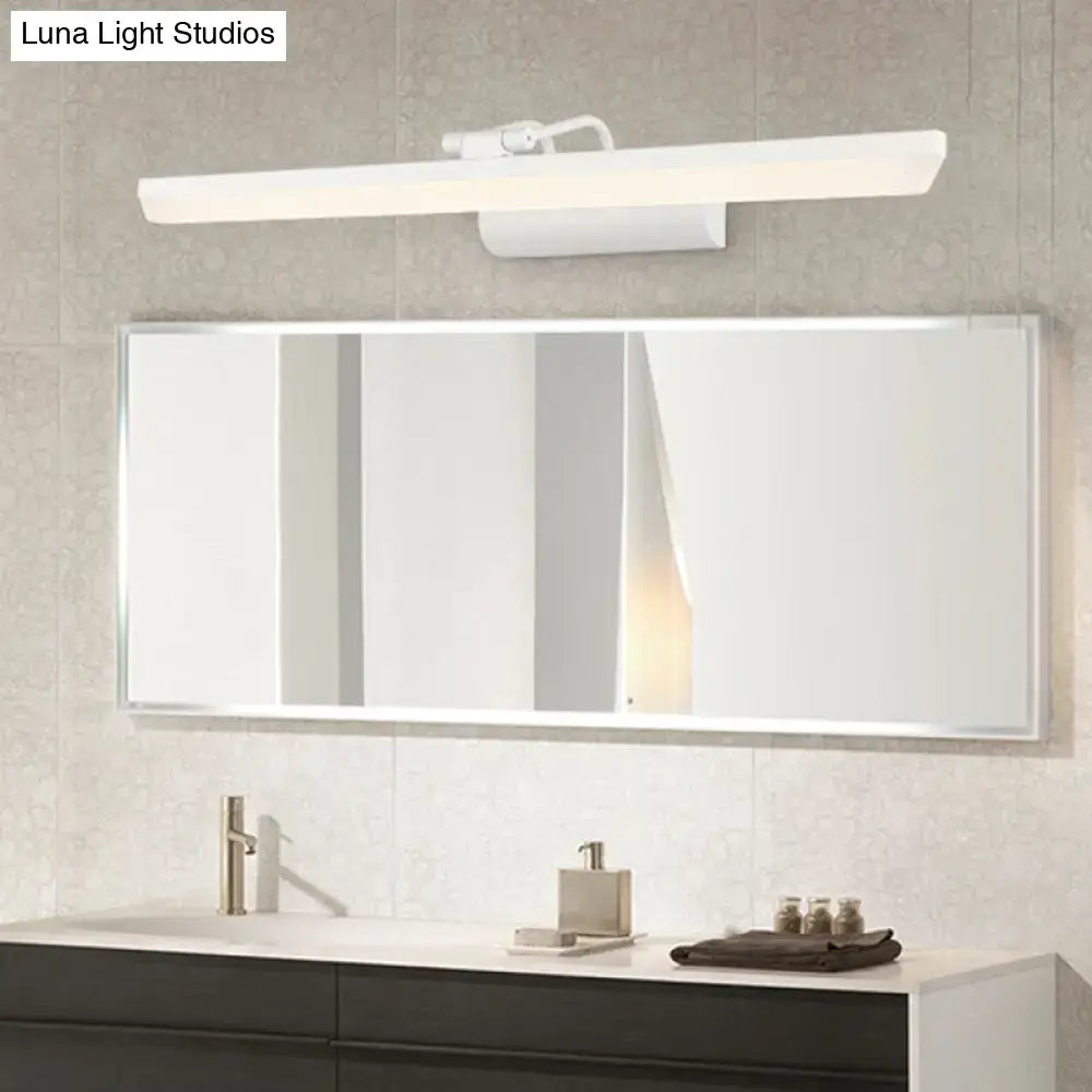 Modern white metallic cylinder vanity bathroom led light with sleek rectangular design and adjustable arm