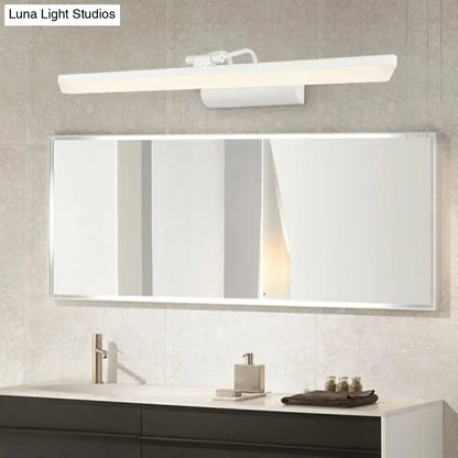 Modern white metallic cylinder vanity bathroom led light with sleek rectangular design and adjustable arm