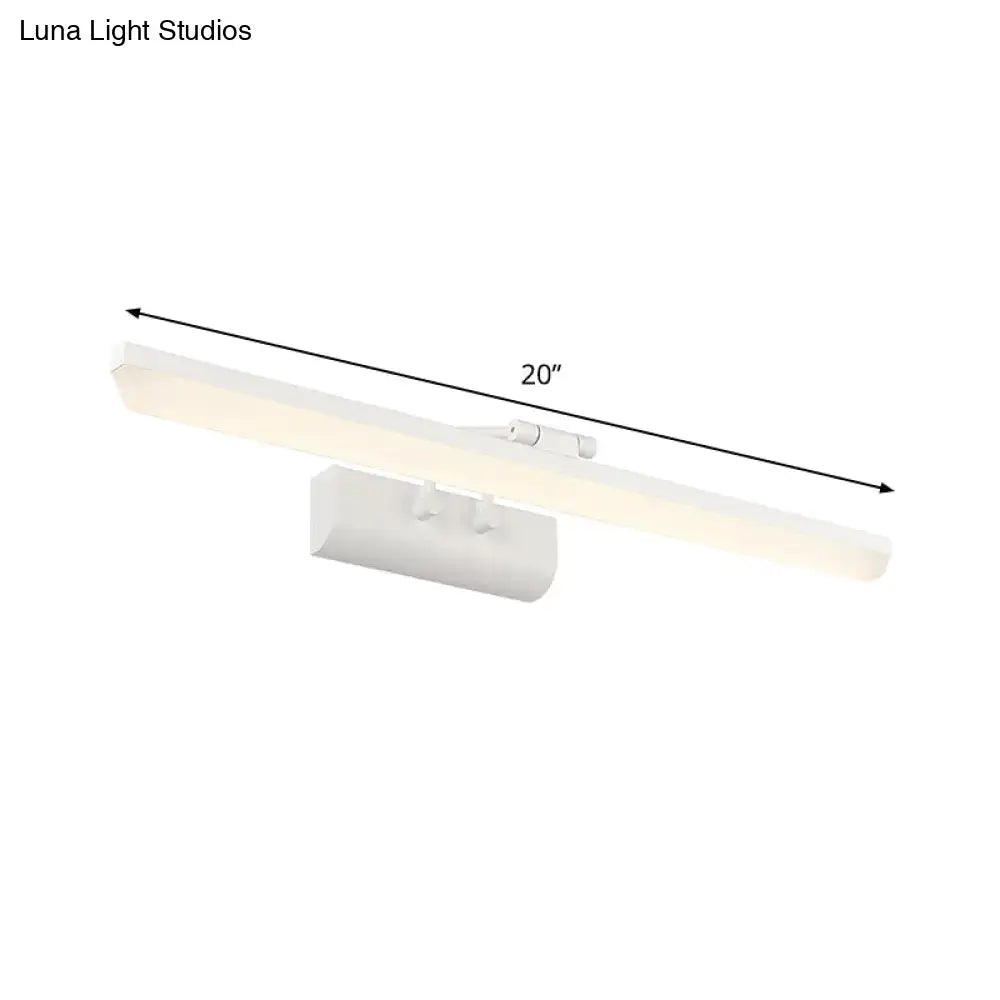 Modern white metallic cylinder vanity lamp with sleek 20-inch white led light and smooth matte finish for bathroom use
