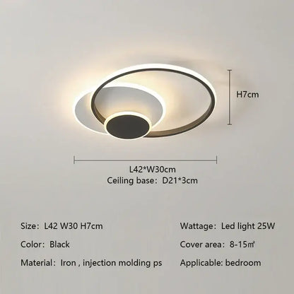Modern black ceiling lights with two concentric circular rings made of iron and injection-molded ps for decorbites circles led ceiling use