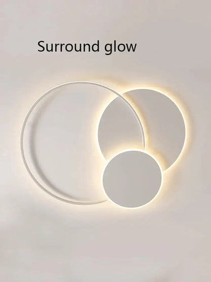 Modern white minimalist circles led ceiling light with three overlapping rings emitting warm ambient glow for bedroom decorbites circles led ceiling